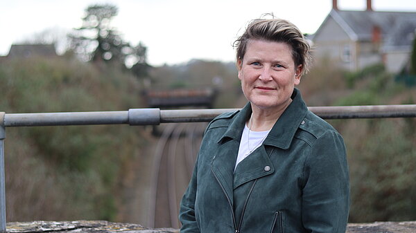 Sarah Dyke above the railway line in Somerton